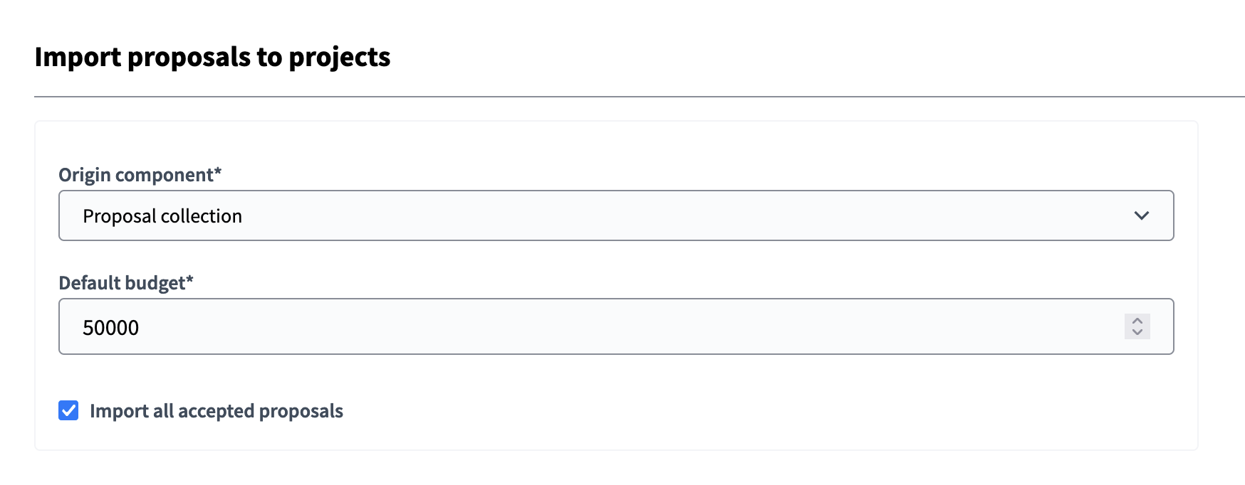 Import proposals to projects