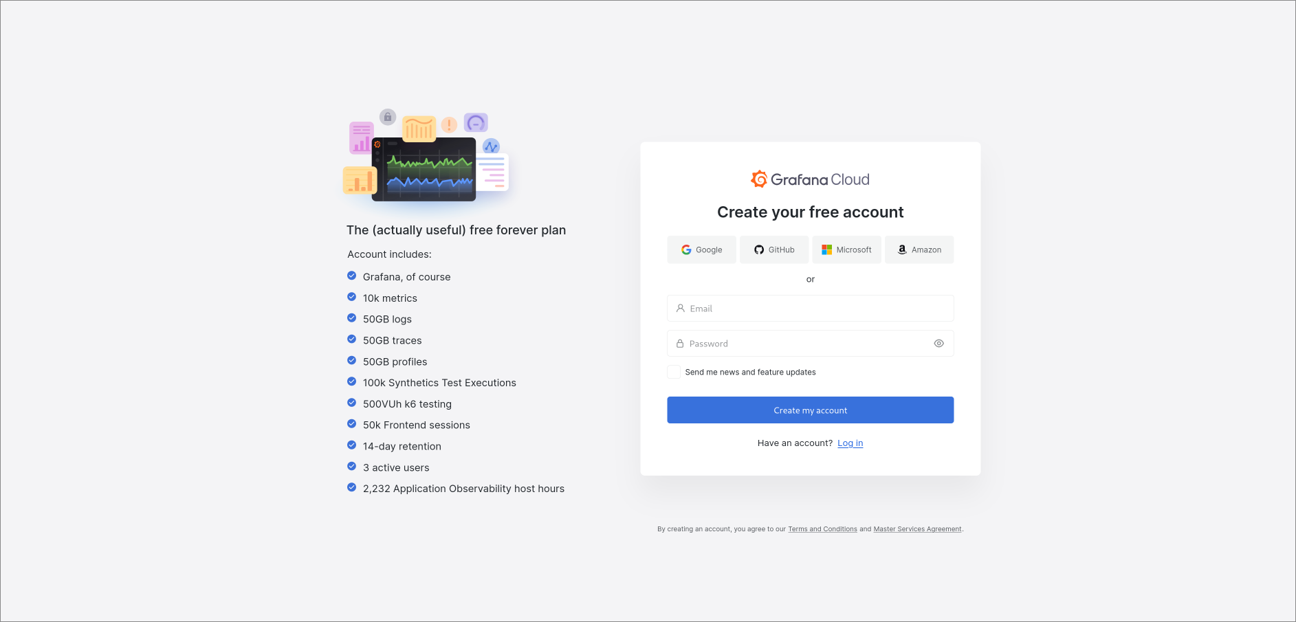 Create an account form