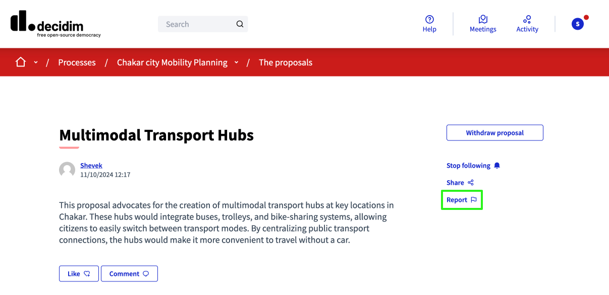 Signaler le drapeau dans le contenu