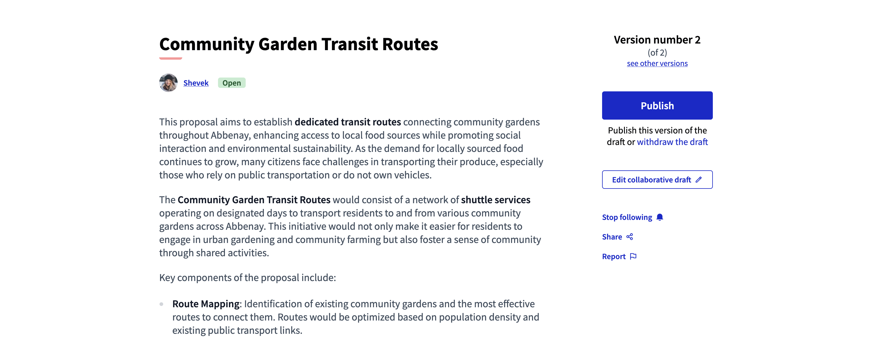 Collaborative draft page