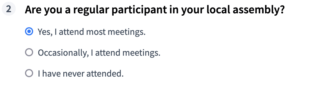 Tipo de opção única - frontend
